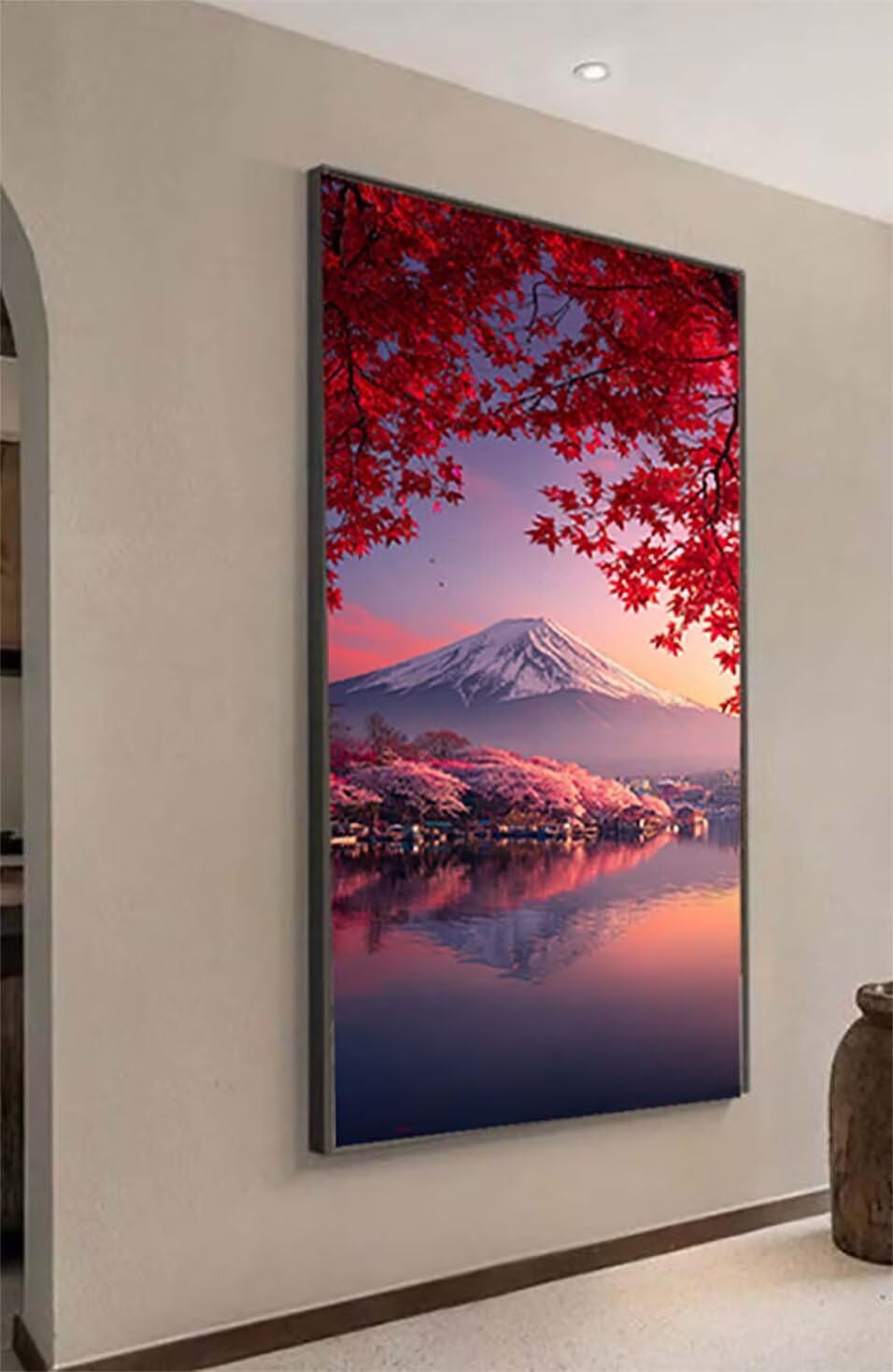 Japoński diamentowy obraz Mount Fuji diamentowe zestawy artystyczne dla dorosłych, 5D kryształowe zestawy artystyczne dla dorosłych dzieci DIY okrągłe pełne wiercenie klejnot sztuka kropki rękodzieło