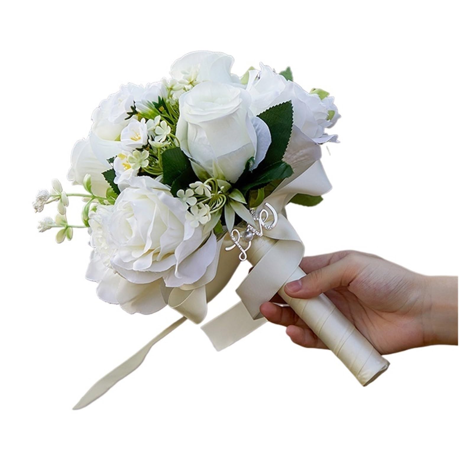Künstlicher Blumenstrauß Hochzeitssträuße for Braut und Brautjungfer, künstlicher Rosen-Pfingstrosen-Brautstrauß for rustikale Hochzeitszeremonie-Dekoration
