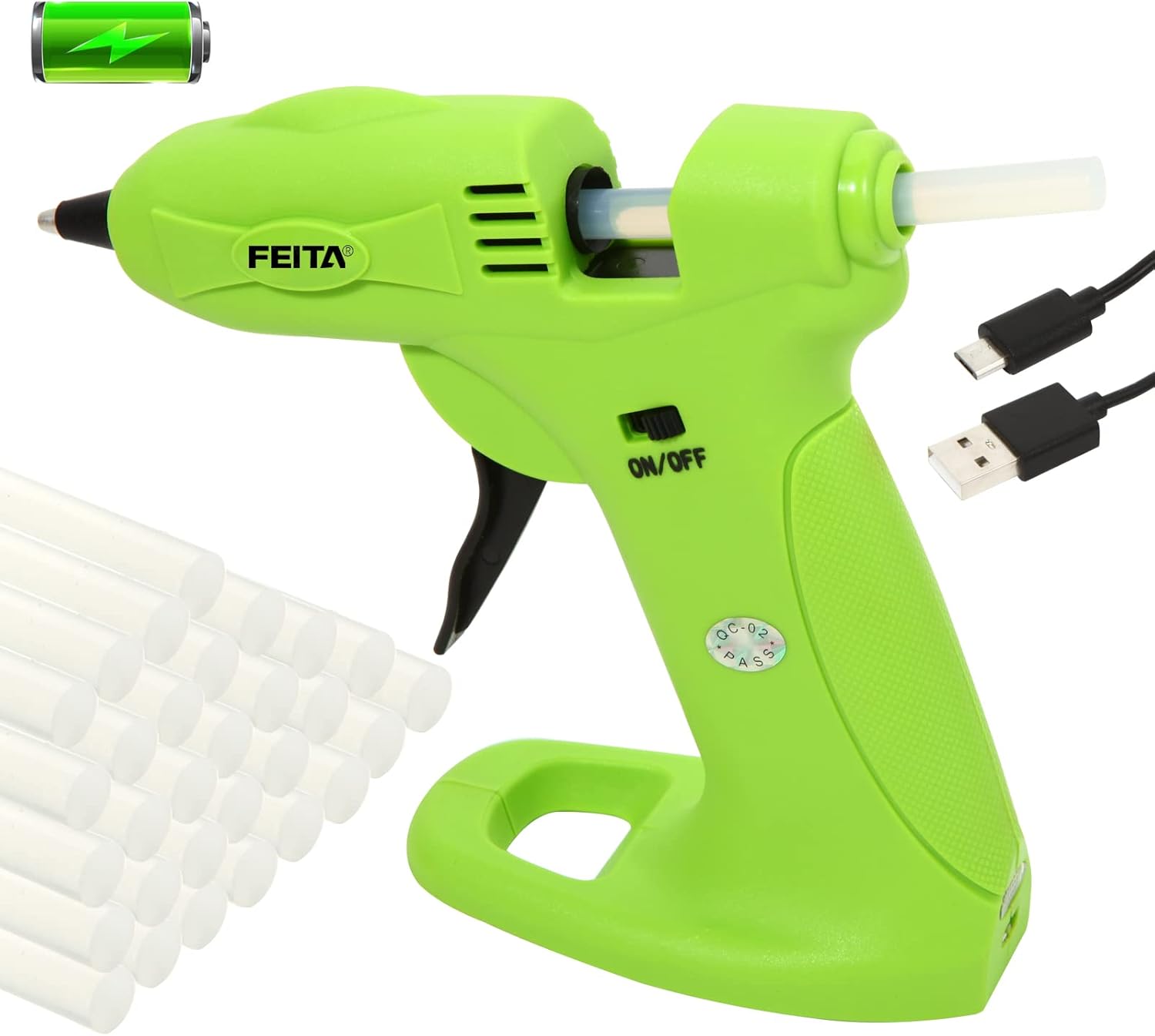 Cordless Hot Melt Glue Gun Kit FEITA USB Rechargeable 2650mAh Battery