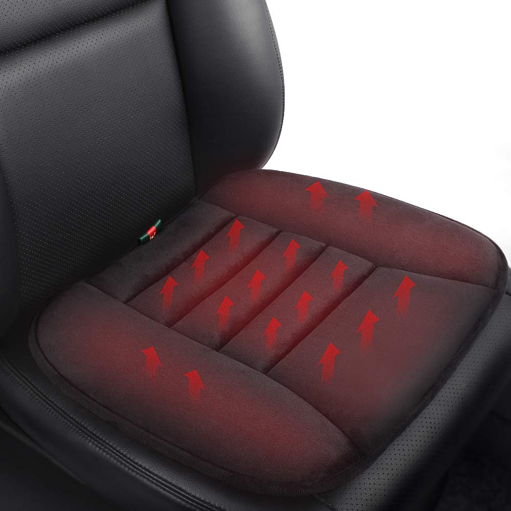 KOYOSO Heating Seat Cushion, Graphene Heated Pad with Temperature Control, Memory Foam Mat 12V Black