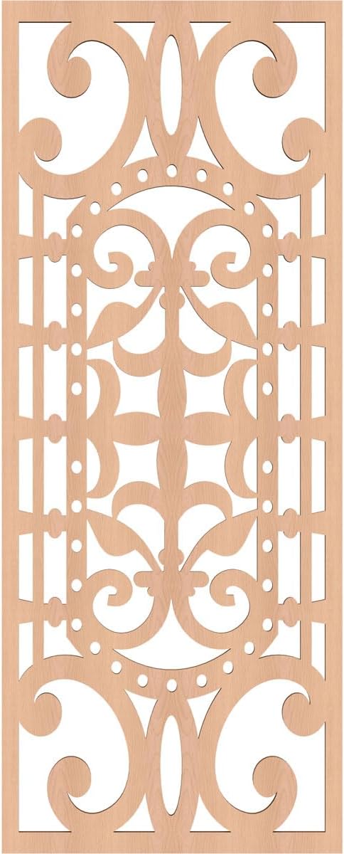 13 3/8"W x 34 3/8"H x 1/4"T Bloomsburg Decorative Fretwork Wood Wall Panels, Alder