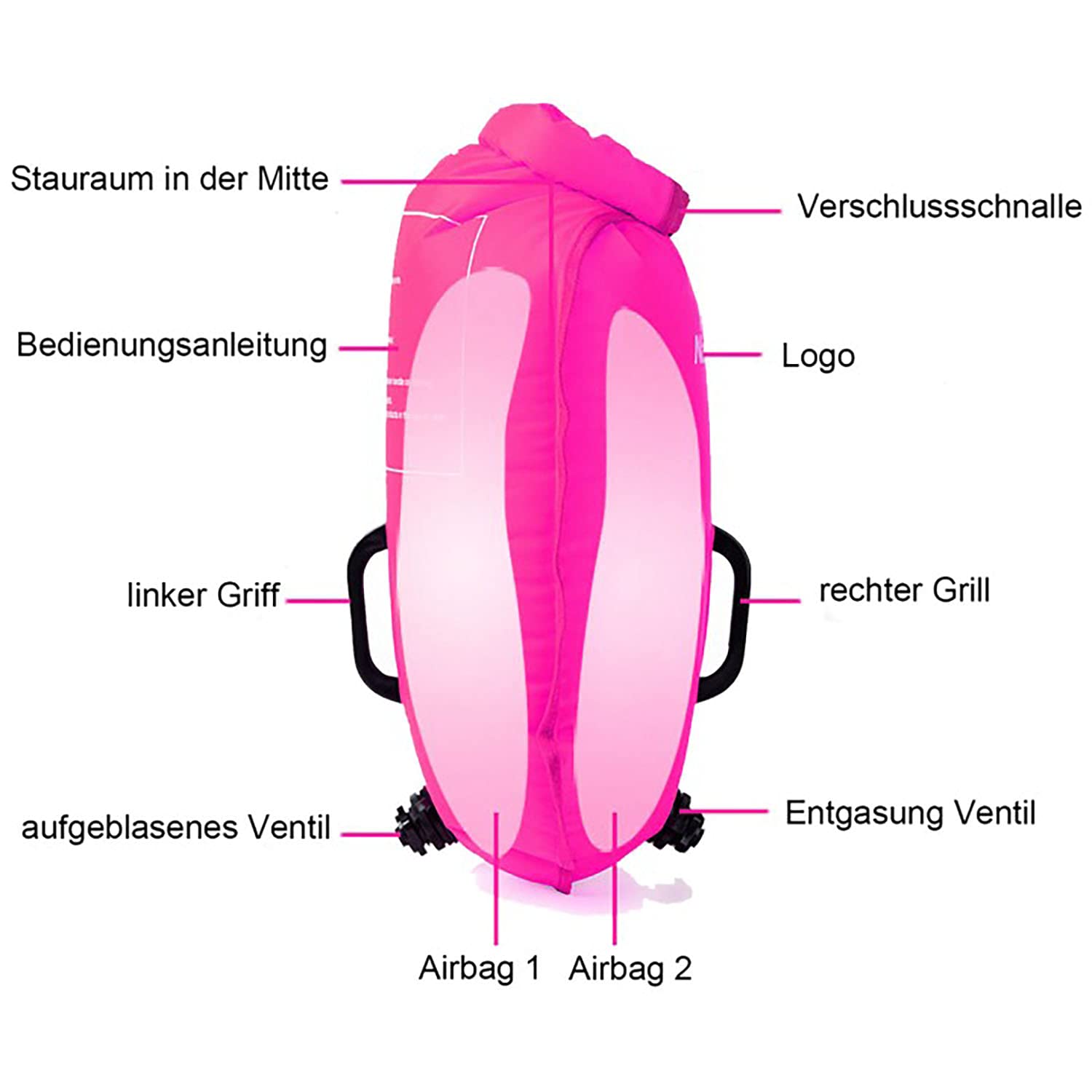Naturehike Aufblasbarer Trockensack, 18L Wasserdichter Rucksack mit 2 Luftkammern für Open Water Schwimmen und Triathlon-Training, Leichte Schwimmhilfe zum Schnorcheln, Rafting, Bootfahren