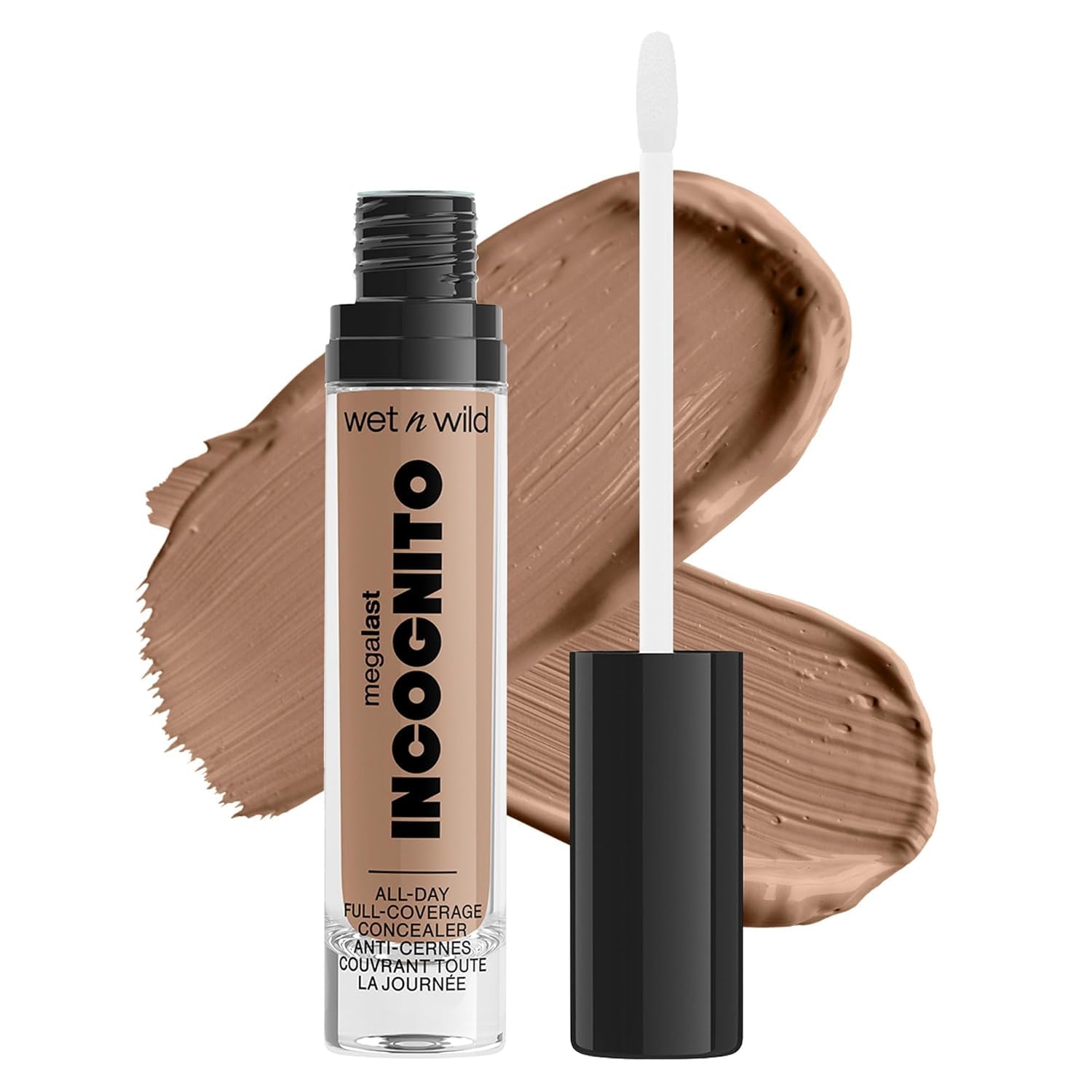 Wet n Wild Megalast Incognito Full-Coverage Concealer, Long-Lasting Matte Liquid Concealer for Dark Circles & Blemishes, Hydrating with Shea Butter, Tan