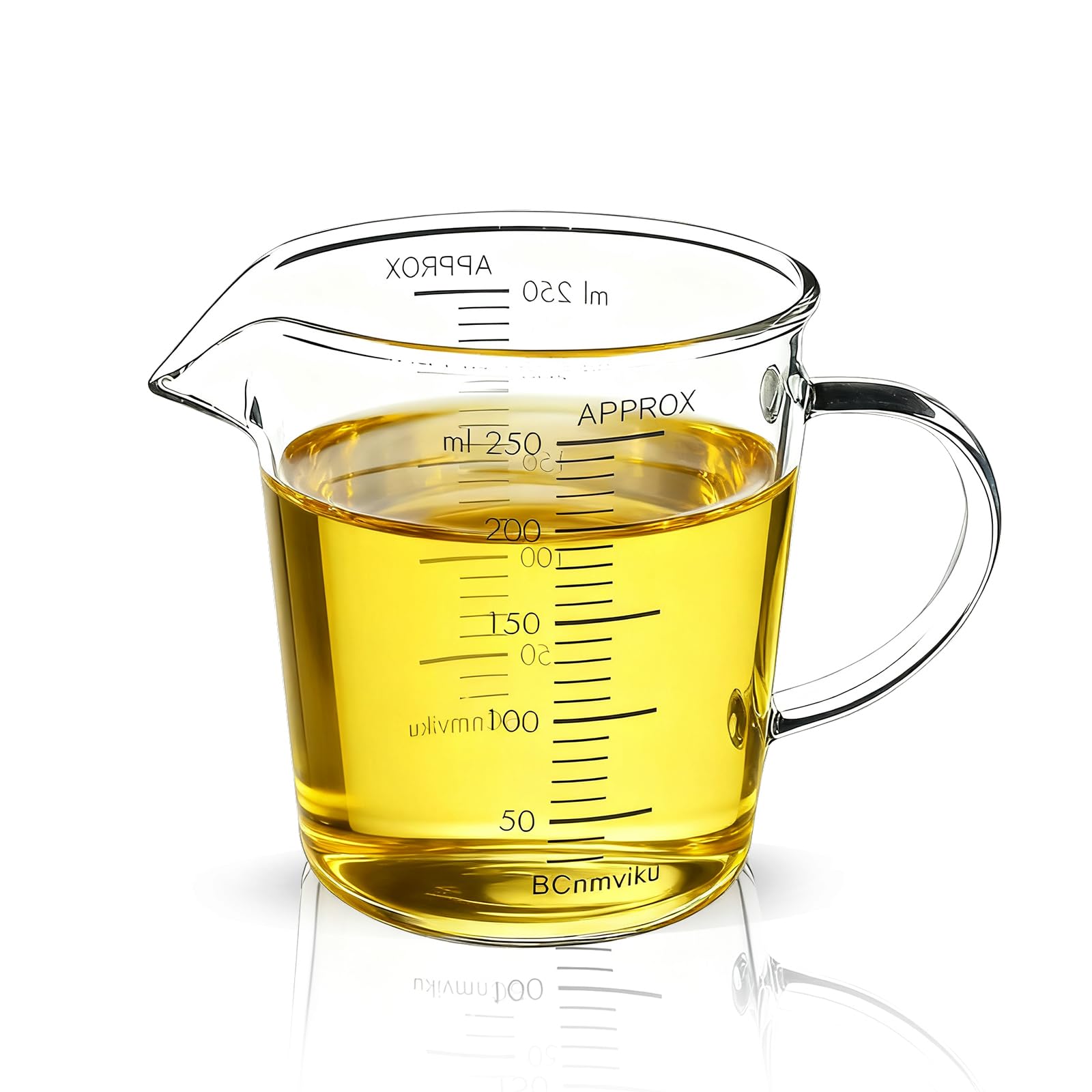 NLnnmuzh 250ml Glass Measuring Jug,Borosilicate Glass Measuring Cup with V-Shaped Rim Design,Ideal for Coffee,Milk,Syrups,Concentrated Juices