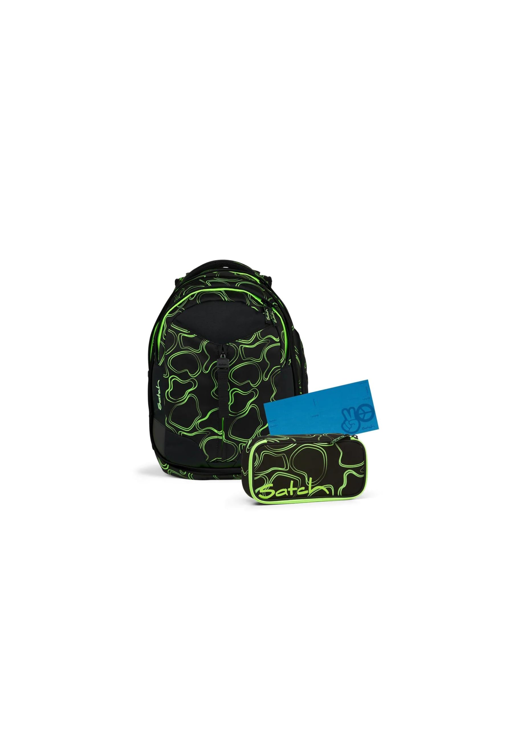 Satch Match Bundle ab 5. Klasse, ergonomisch, 3-teilig, 35 L Stauraum, standfest, Organisationstalent Green Supreme - Schwarz