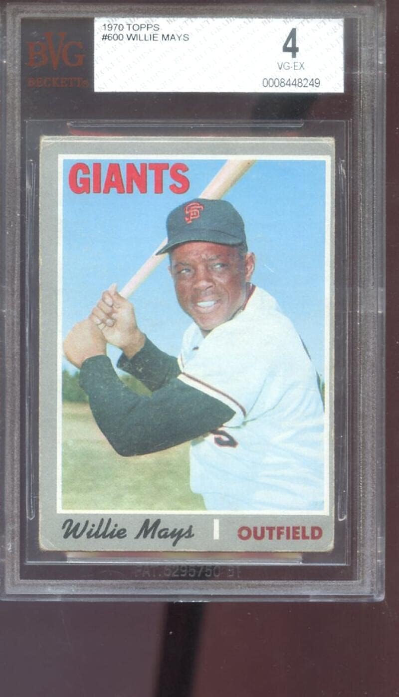 1970 Topps #600 Willie Mays San Francisco Giants BGS BVG 4 Graded Baseball Card