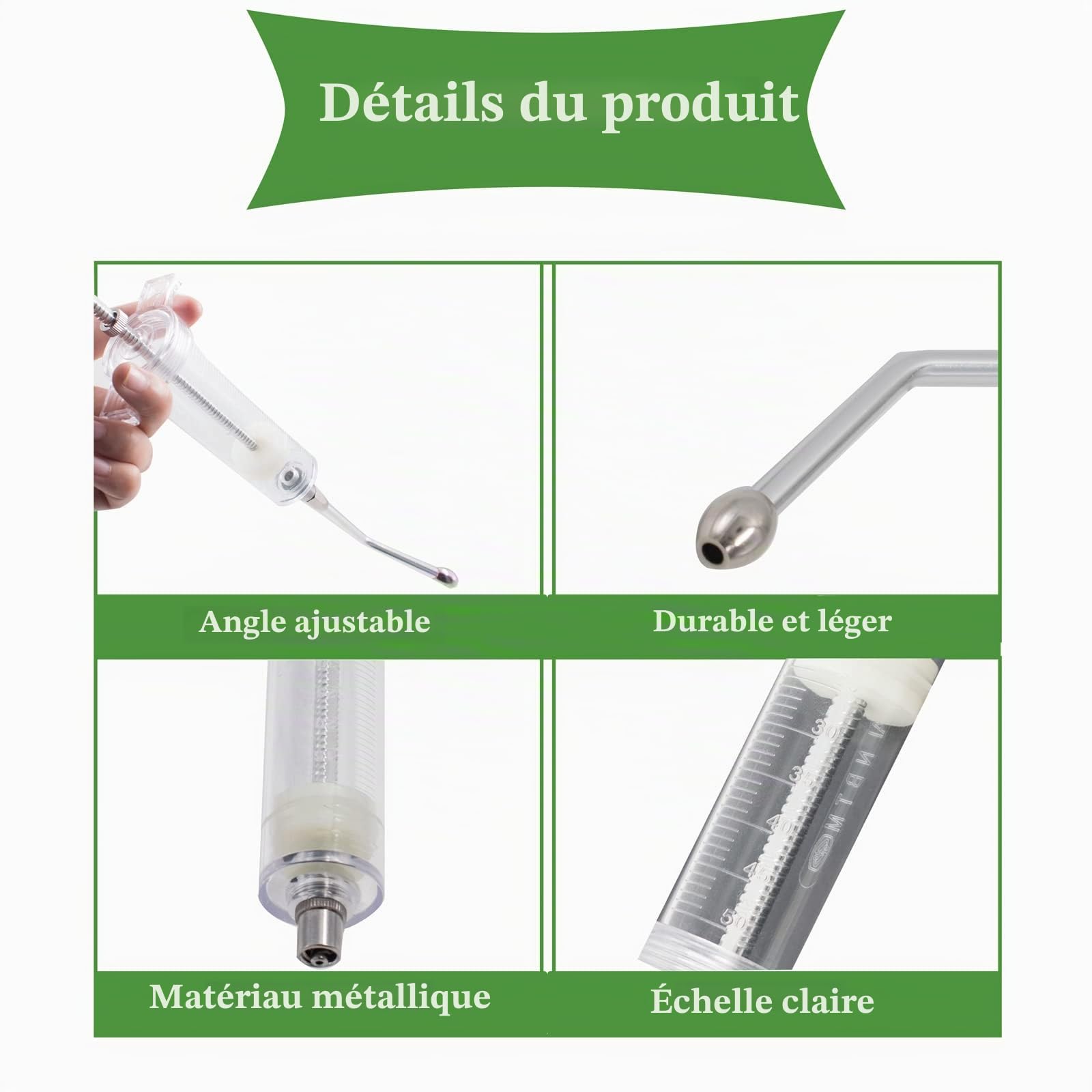 Cuyacili 50ml Seringue pour Animaux de Compagnie en Métal avec Tube Médecine Distributeur Pet Pill Dispenser Réutilisable pour Chat Chien Oiseau
