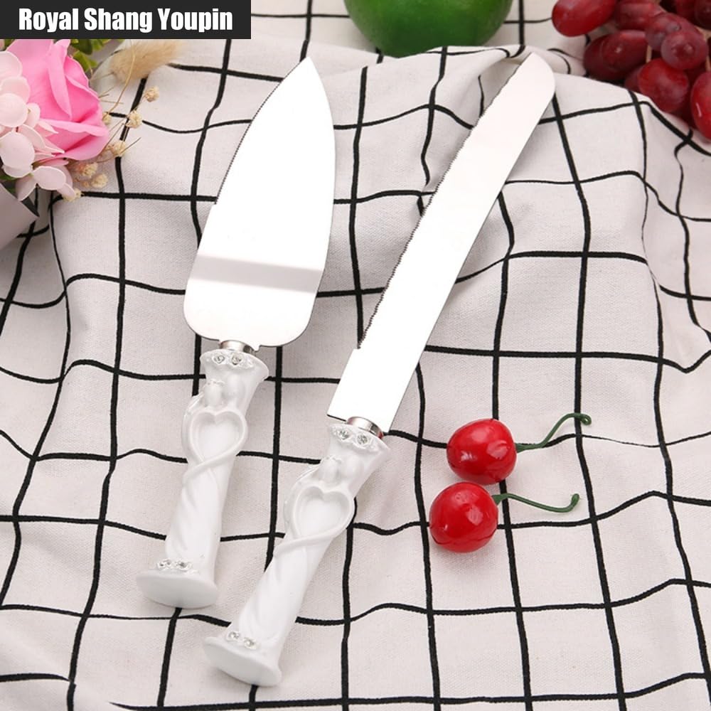 Royal Shang Youpin Exquisite Resin Cake Knife Shovel Server 2 Piece Set Wedding Gift Baking Tools Wedding Scene Props Wedding Souvenirs (D)