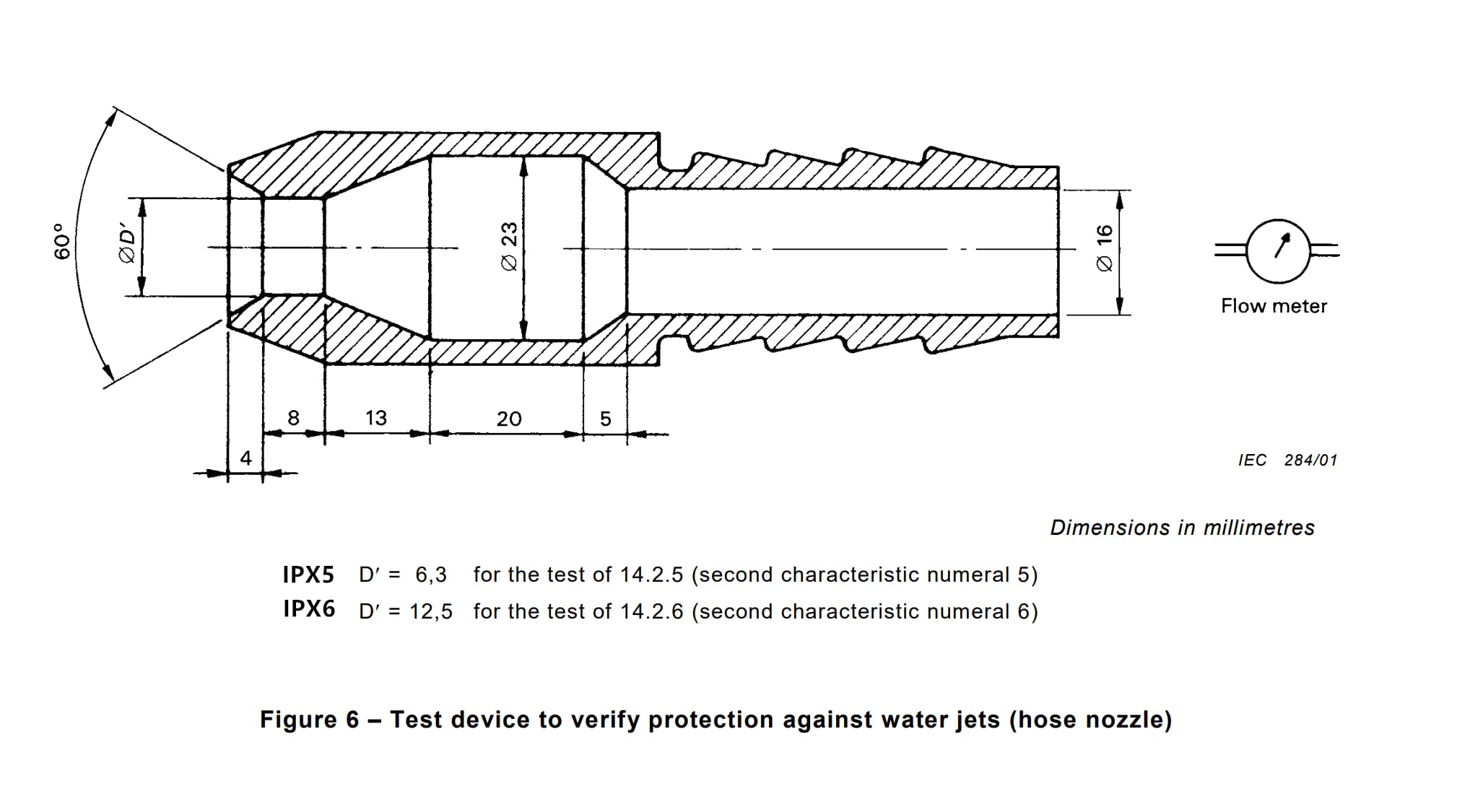 ANSI/IEC 60529 Handheld IPX3/4 oder IPX5 oder IPX6 Wasserstrahldüse für eine mit Wasser besprüht werden (IPX5)