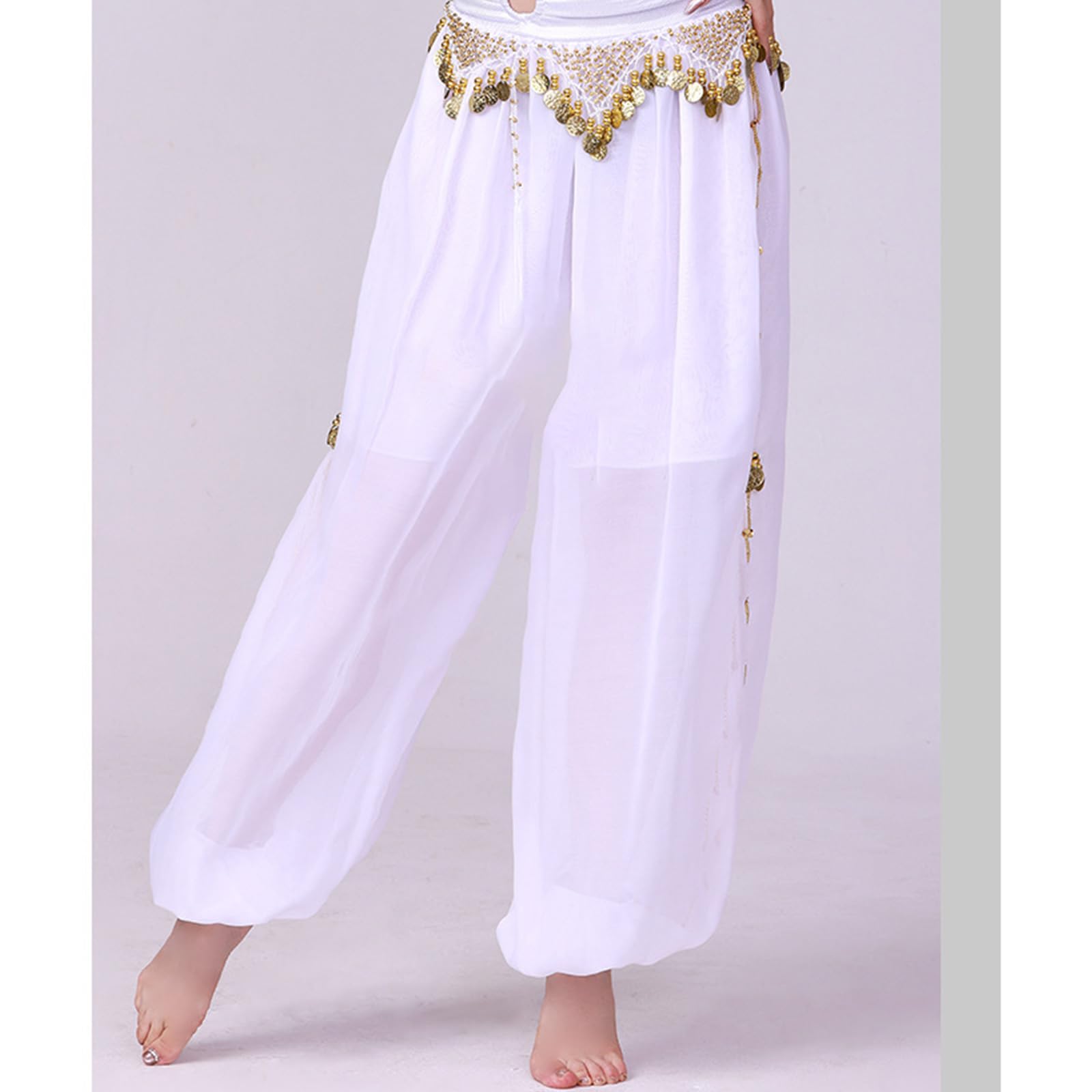 Disfraz de danza del vientre para mujer, pantalones con lentejuelas divididas para escenario y Halloween, pantalones harenes de danza del vientre