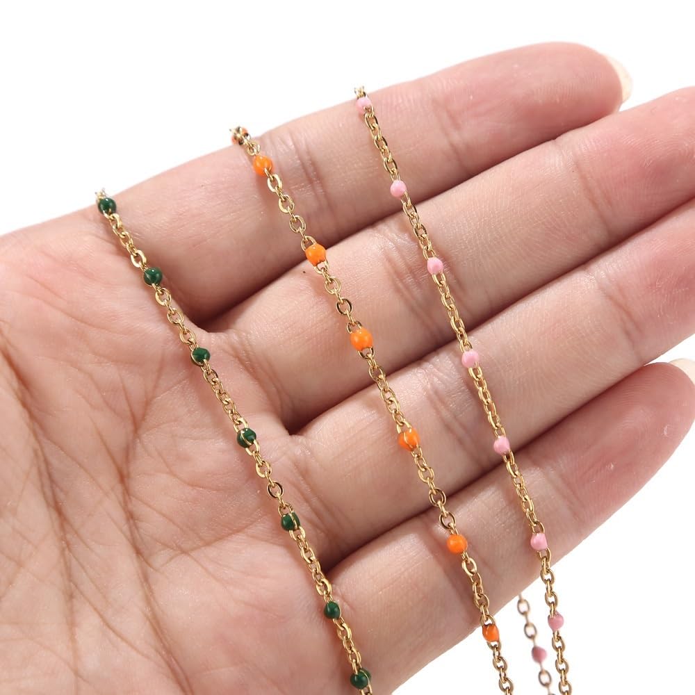 1 rotolo/10 Metri 2 mm di Larghezza in Acciaio Inossidabile Placcato Oro Catena a Sfera con Perline Cavo for la Realizzazione di Collana da Donna (Color : Rose Red Gold)