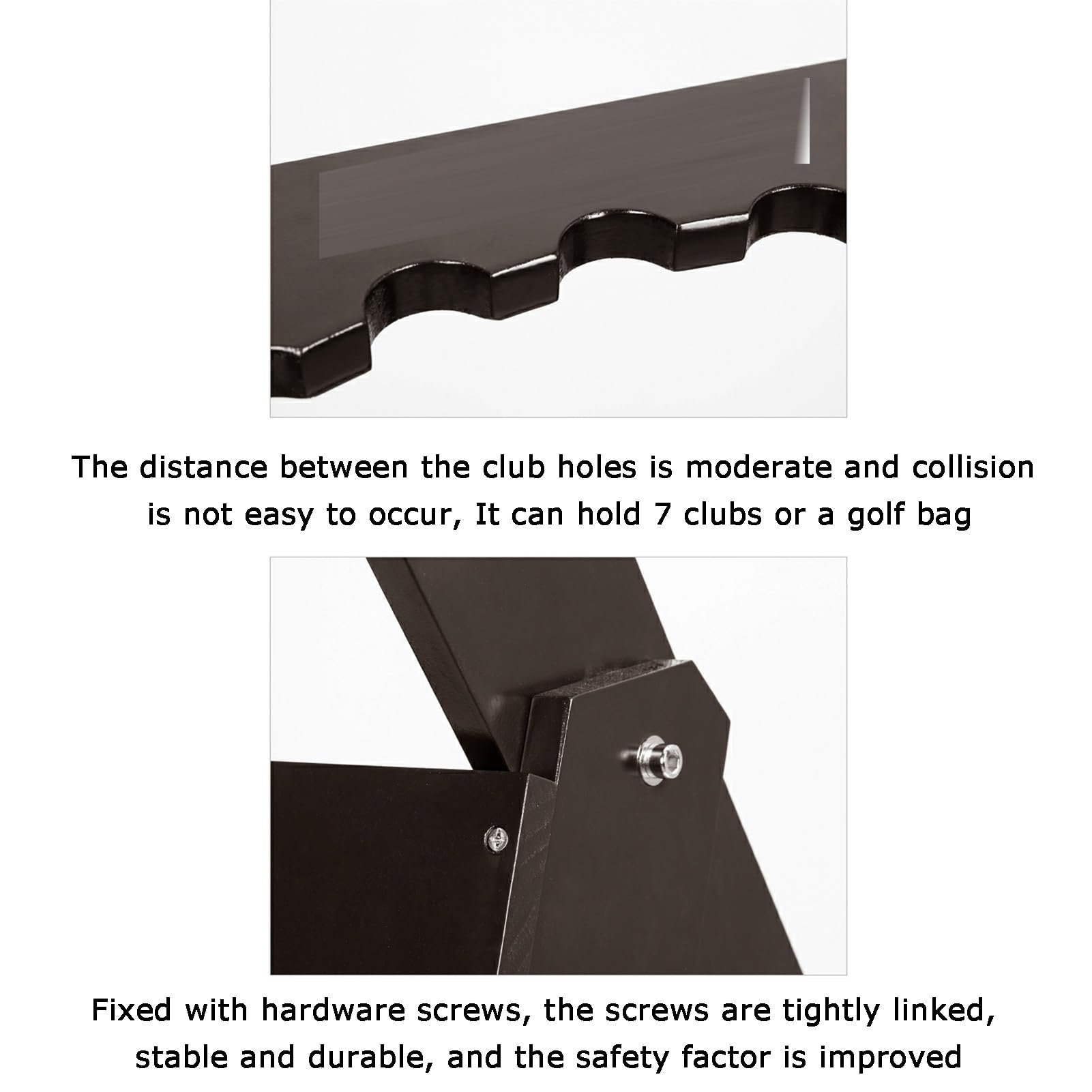 Supporto per mazze da golf, in legno, per 7 mazze, organizer versatile per garage, uso interno o esterno, perfetto per riporre ed esporre sacche da golf