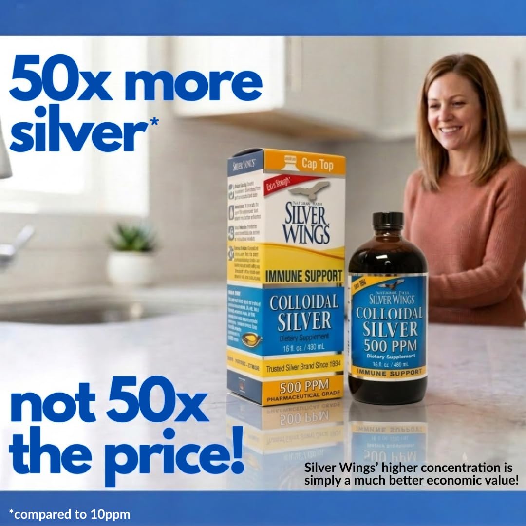 Natural Path Silver Wings Colloidal Silver 500ppm (2,500mcg) Immune Support Supplement 16 fl. oz. — Amazon image 6