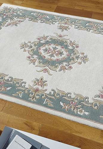 Rugstore shop ltd Royal Aubusson Design Tappeto | 100% lana, trapuntato a mano in India, pelo morbido e super spesso, lussuoso | tappeto beige in lana per soggiorno, camera da letto e decorazione per Rugstore shop ltd Royal Aubusson Design Tappeto | 100% lana, trapuntato a mano in India, pelo morbido e super spesso, lussuoso | tappeto beige in lana per soggiorno, camera da letto e decorazione per