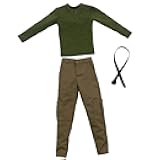 1/6 Scale Shirt with Trousers with Belt Casual Realistic Stylish Pullover Shirt Long Sleeve Top for 12 inch Figures Body Accs