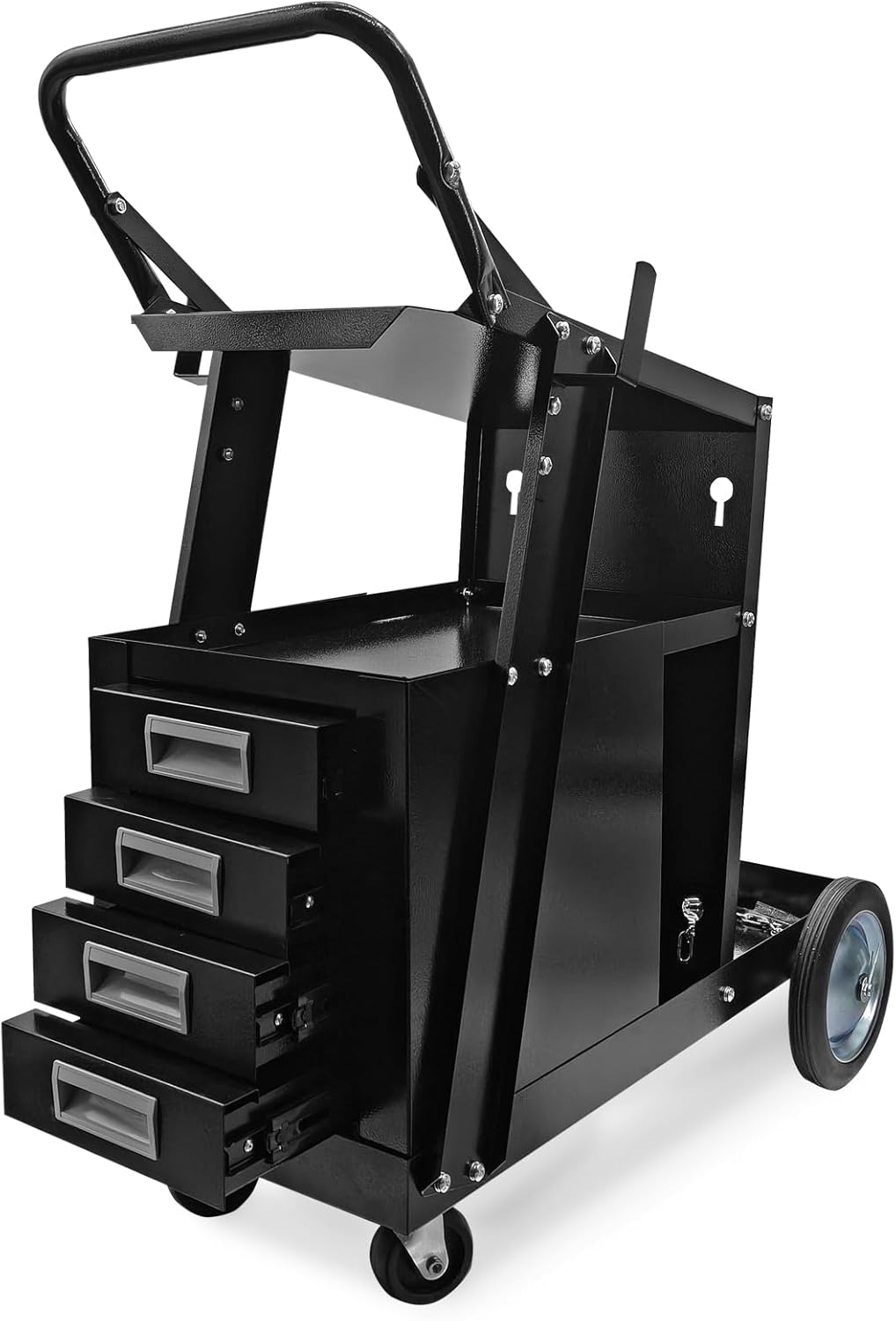 Rolling Welding Cart with 4 Drawers,360° Swivel Upgraded Wheels and Tank Storage for TIG MIG Welder and Plasma Cutter