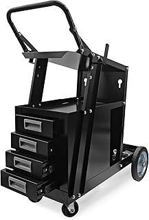 Rolling Welding Cart with 4 Drawers,360° Swivel Upgraded Wheels and Tank Storage for TIG MIG Welder and Plasma Cutter