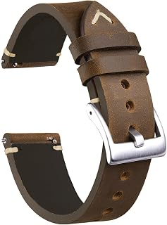 Leather Watch Bands Quick Release Premium Top Grain Leather Watch Strap Hand-Stitched Zulu Crazy Horse Oiled Genuine Leather Watch Strap Replacement Band 19mm 20mm 21mm 22mm