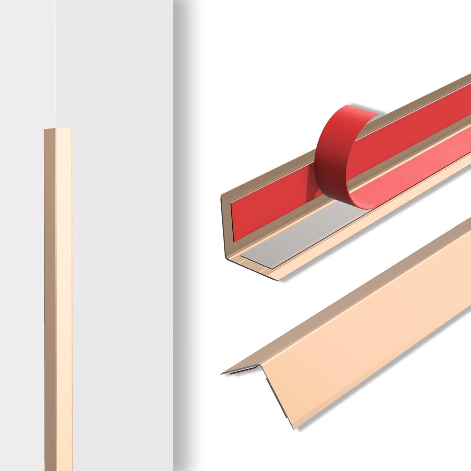 10pcs*48in Aluminum L Molding Corner Guards, Peel & Stick Wall Protection & Decoration, Aluminum Tile Edge Trim, Matte Gold (1.6in) Matte Gold 10pcs (1.6in)