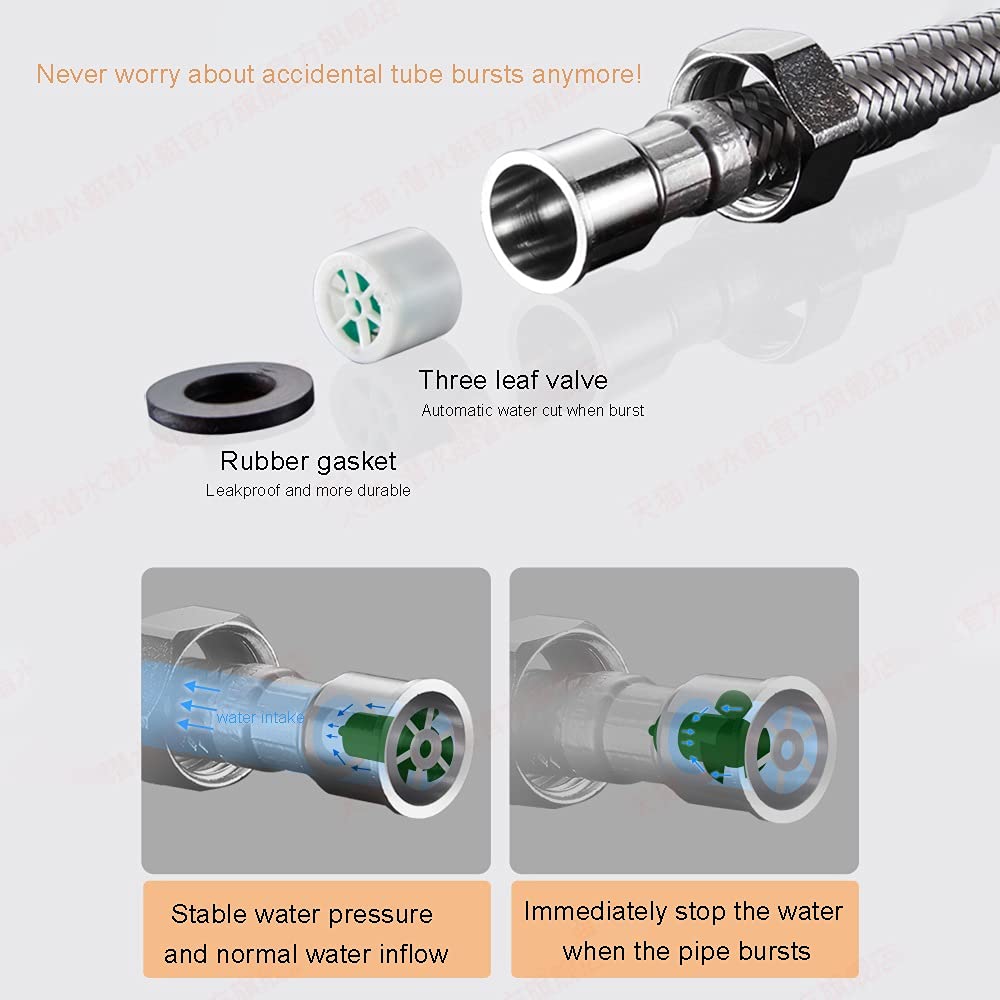 40, 50, 60, 80,100 cm Conector de Grifo Extra Largo, Trenzado de Acero Inoxidable de Suministro de Acero Inoxidable Hilo de compresión Femenina de 1/2 Pulgadas x M10 Conector Macho, 2 PCS