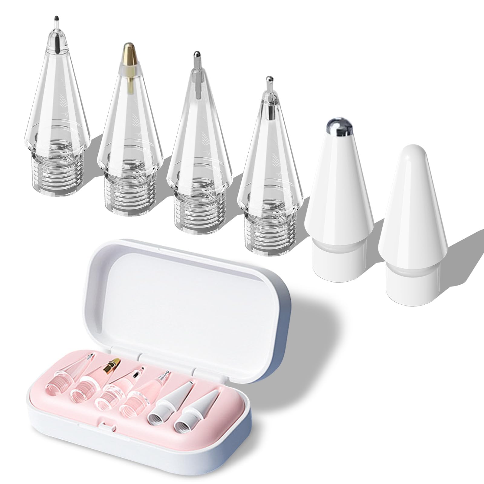 Replacement Tips for Apple Pencil 1st & 2nd Gen and USB-C, 6-Pack Upgraded Soft Stylus Nibs for iPad, Precise, Durable, Smooth Writing Replacement Pen Tips with Carrying Case – Pink