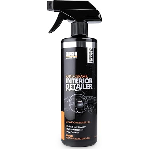 CERAKOTE Rapid Ceramic Interior Detailer and Protectant (14 fl oz.) – Quick and Easy – Multi-Surface Safe – Interior Car Cleaner Spray – Dry to the Touch – Clean and Protect Your Car, Truck, or SUV