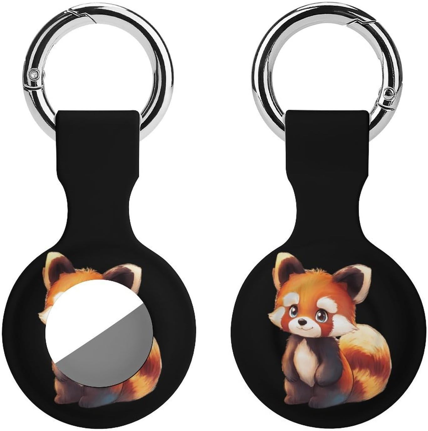 Cute Red Panda Funny Cover Compatible with AirTag Case Protector GPS Tracker Holder with Keychain