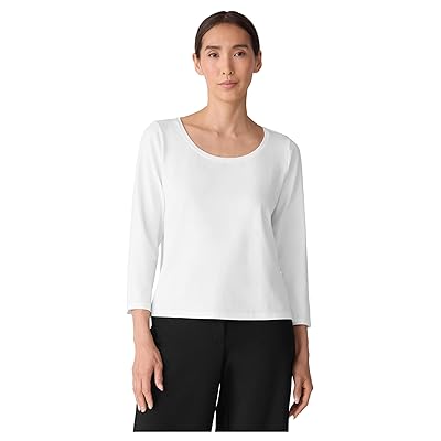 Eileen Fisher Stretch Jersey Knit Scoop Neck Top Women