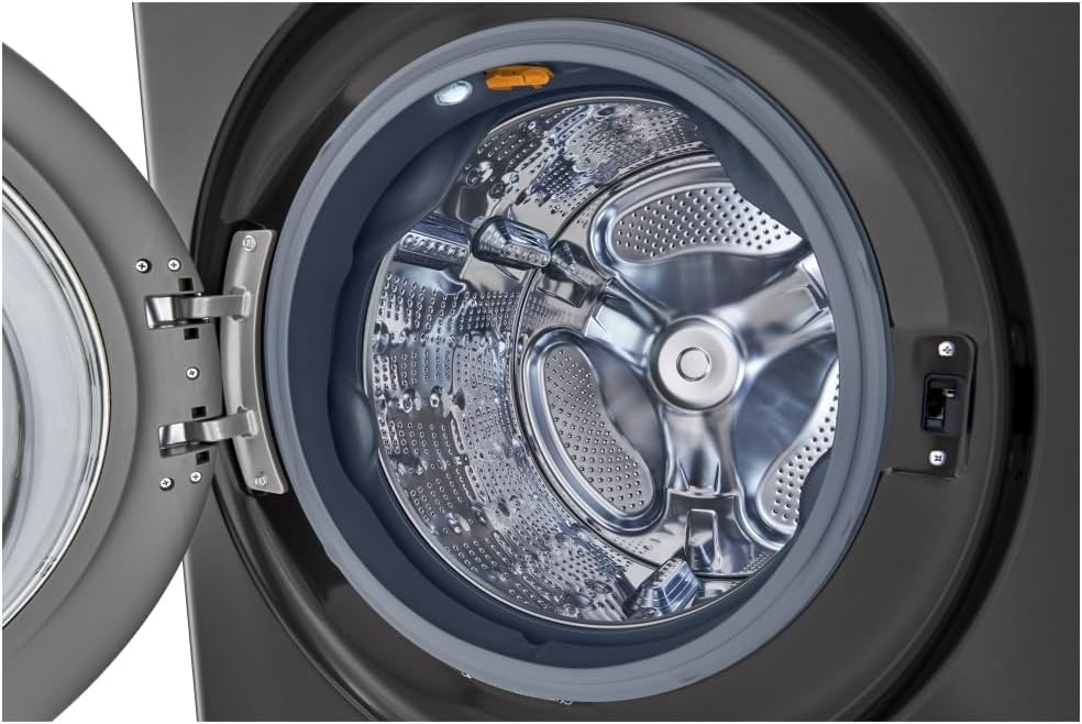 LG WashTower Stacked Smart Laundry Center 4.5 Cu.Ft. Front Load Washer Fully Automatic & 7.4 Cu.Ft. Gas Dryer in Black Steel w/Steam WKGX201HBA