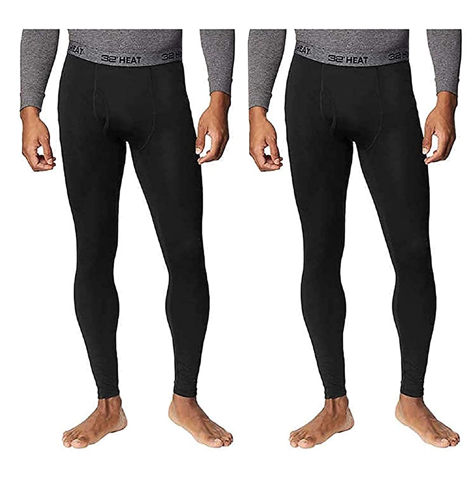 Men's Heat Pant, 2-Pack (Black/Black, Large)