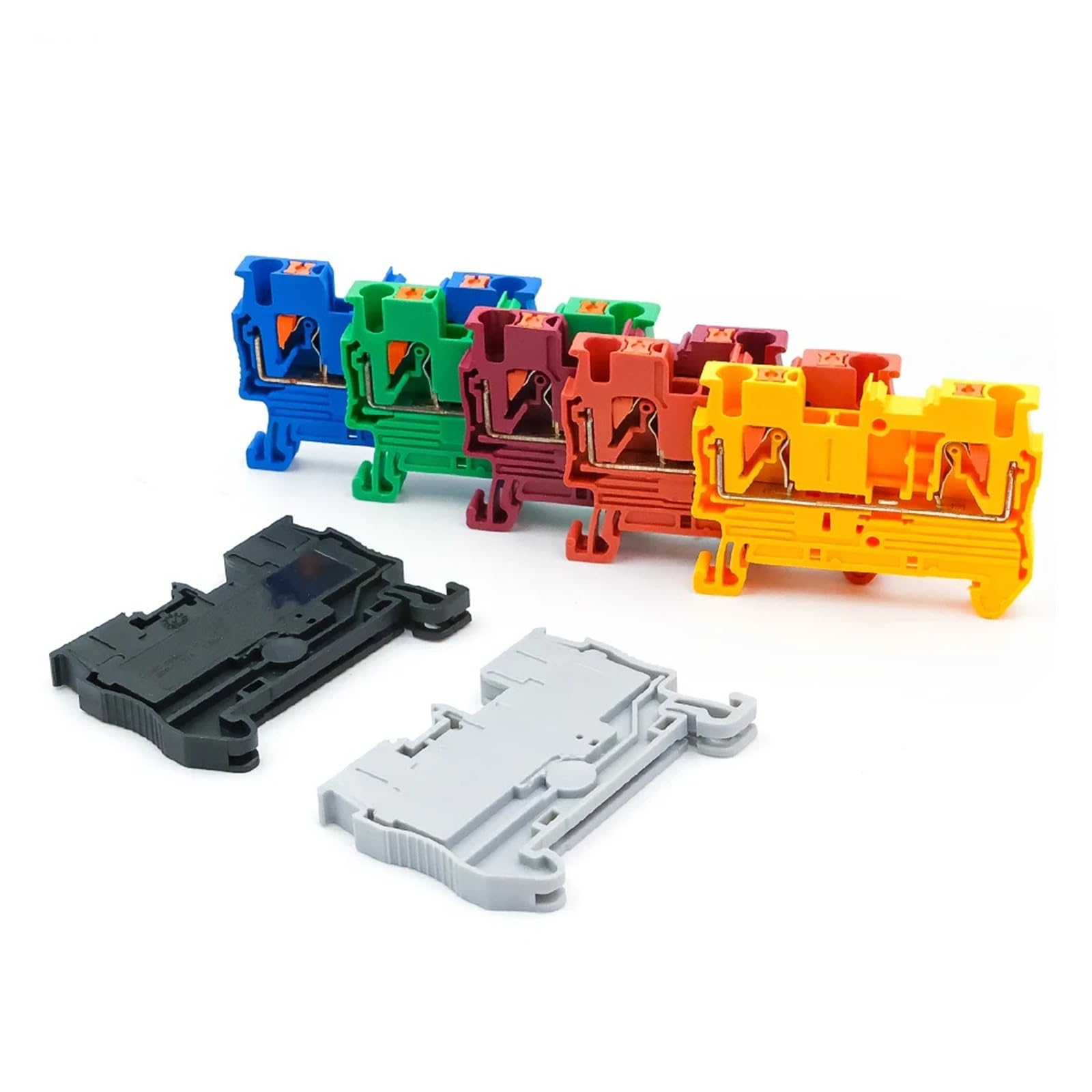 100 Stück DIN-Schienenklemmenblock, 2,5 mm², Push-in-Federkäfig, schnelle Verkabelung, kompakter industrieller elektrischer Steckverbinder(PT-2.5-100PCS-GREEN)