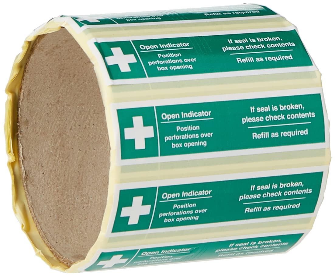 Caledonia Signs 56300 First Aid Box Tamper Labels, 82 mm X 23 mm (Pack
