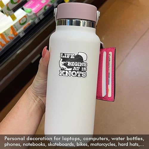 Miniatura 2 de HUVITEE Pegatinas Life Begins at 15 Knots Kiteboard Pegatinas Kitesurf Kitesurf Kitesurf Kiteboard Kiteboard Pegatinas Regalo Hard Hat Pegatinas