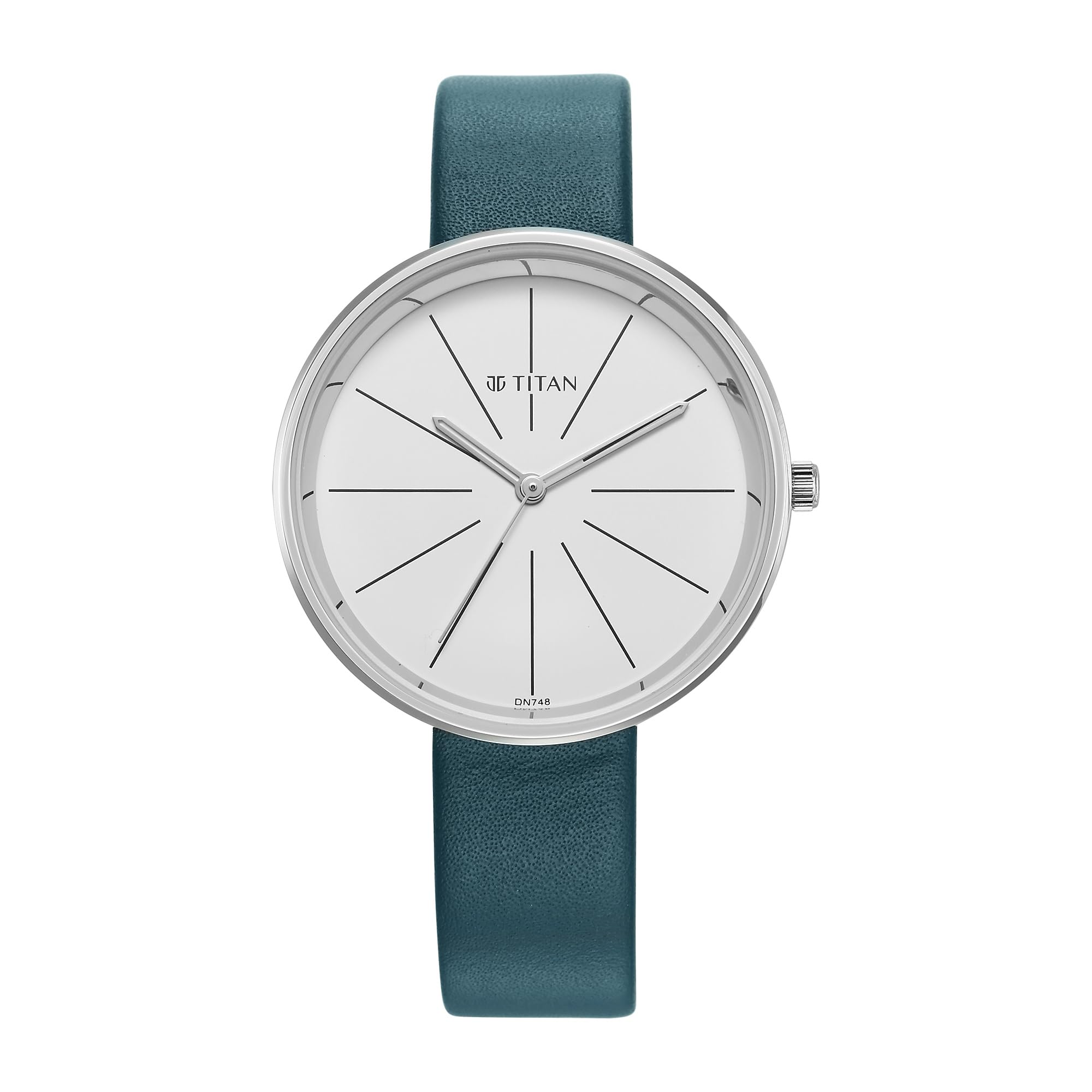 Titan Purple Stackables Quartz Analog White Dial with Ocean Blue Colour Leather Watch for Women-image-33
