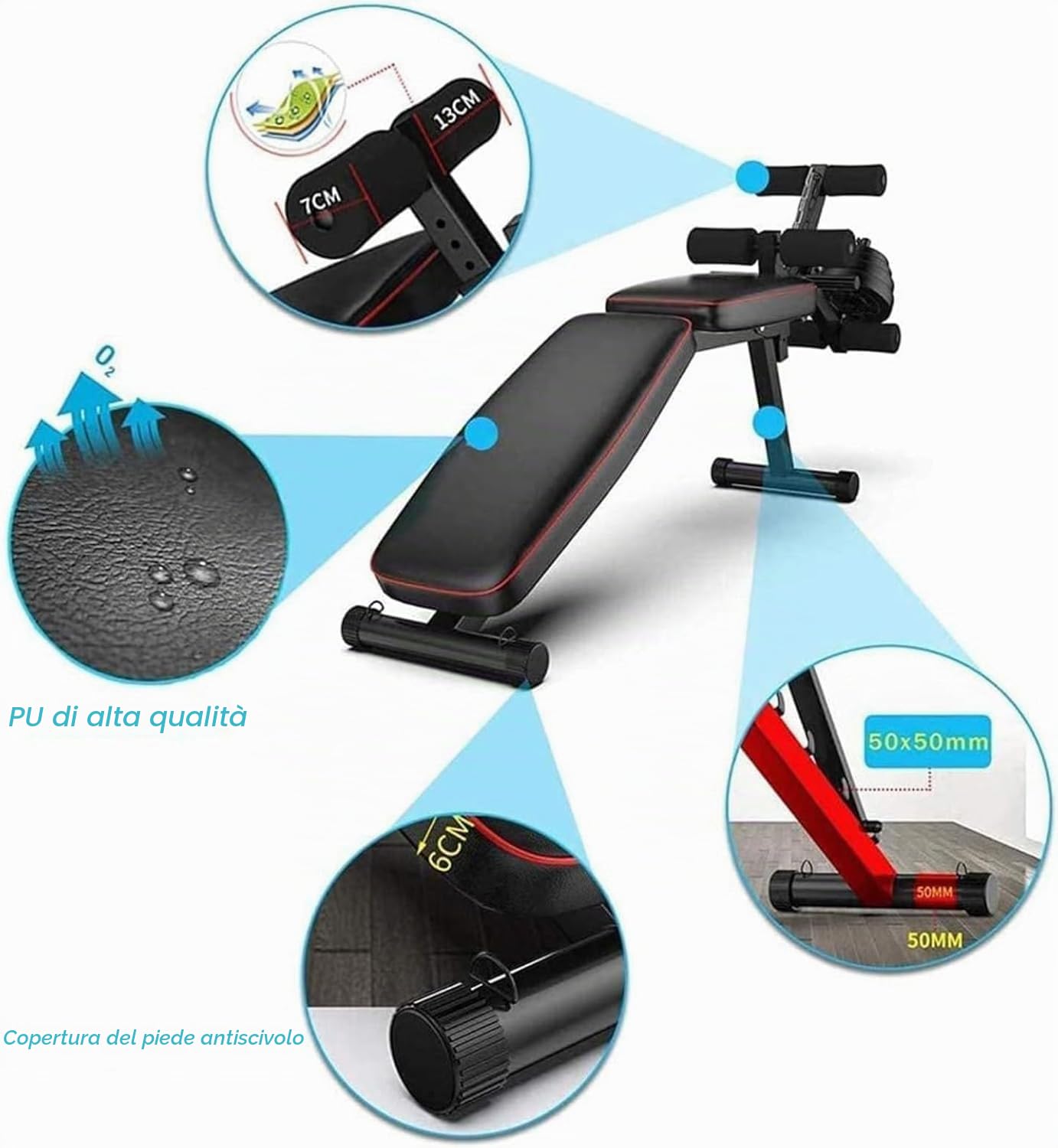 Panca Pesi Regolabile con Leg Extension e Leg Curl | Panca Allenamento All in One per Home Gym | Panca Inclinata Declinata Piana per Forza e Bodybuilding