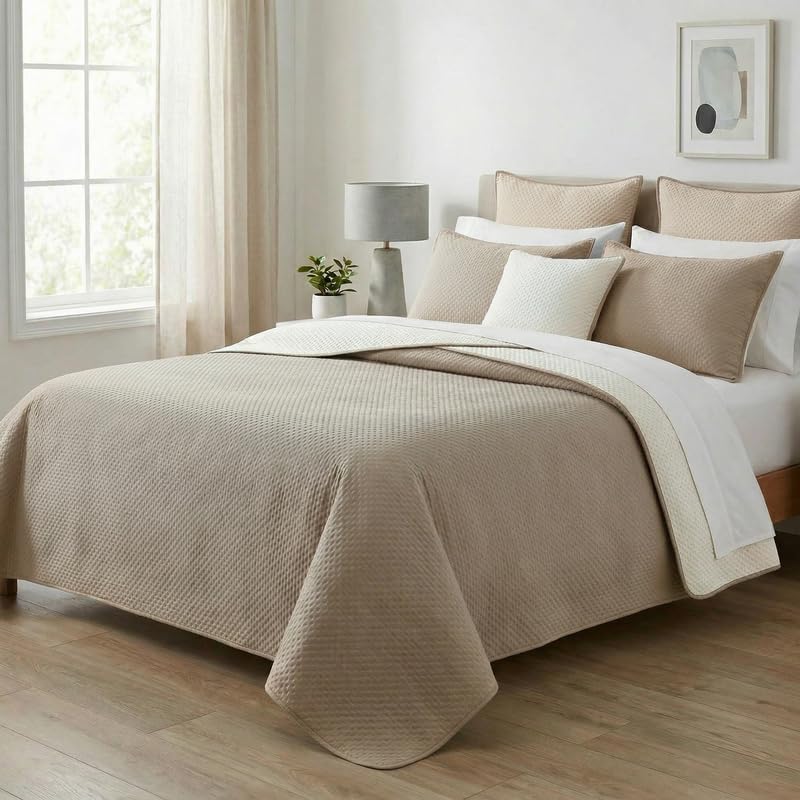 MAXIME MAISON - Dessus de Lit 2 Personnes 260x260 (100 GR/mq) Couvre Lit 2 Personnes, Couverture Lit, Dessus de Lits et Couvre-Lits, Jeté de Lit Double Face