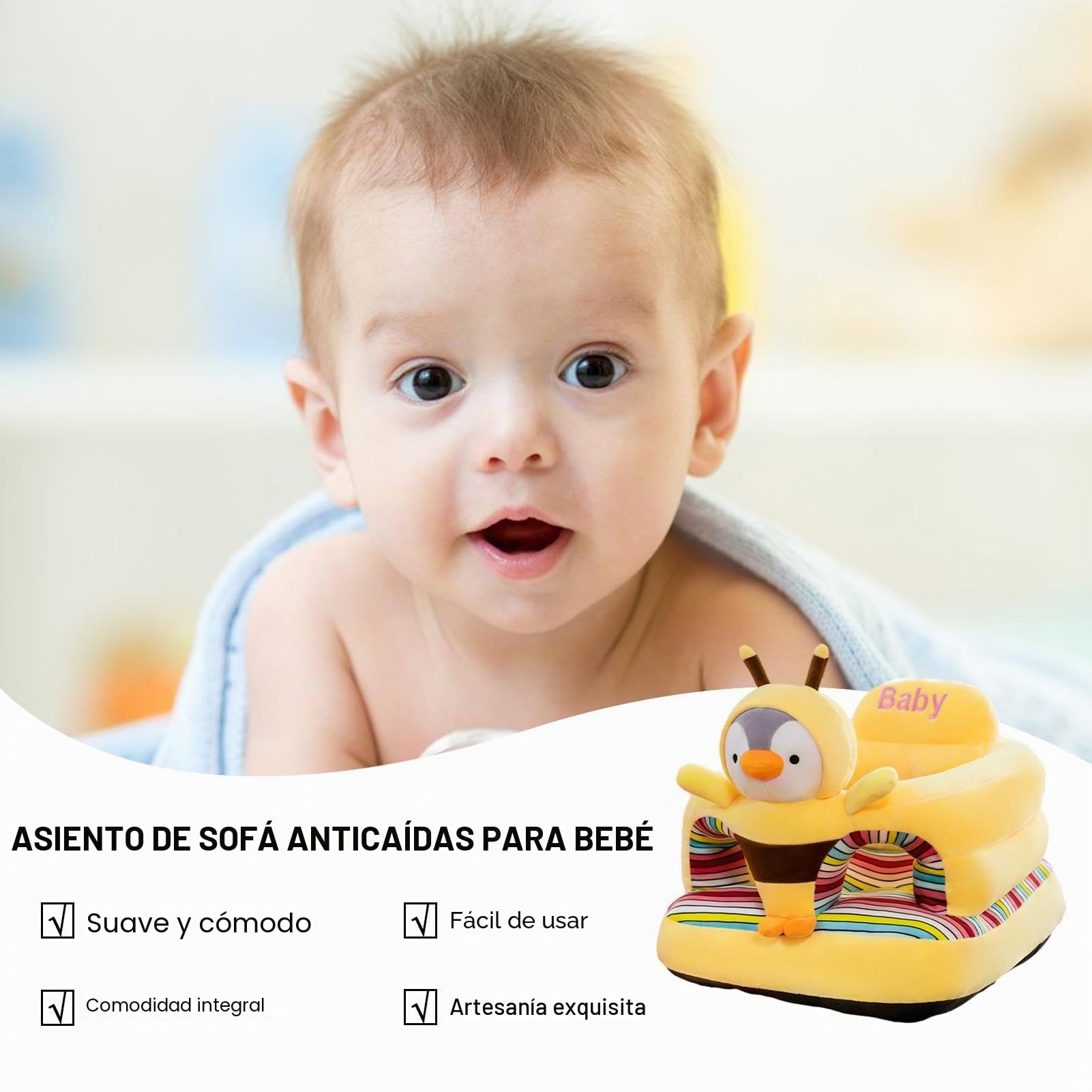 Asiento de apoyo para niños pequeños, bonito asiento de sofá para niños, soporte de asiento de sofá para niños pequeños que aprenden sentados, asiento anticaídas, cojín de asiento en forma de animal,