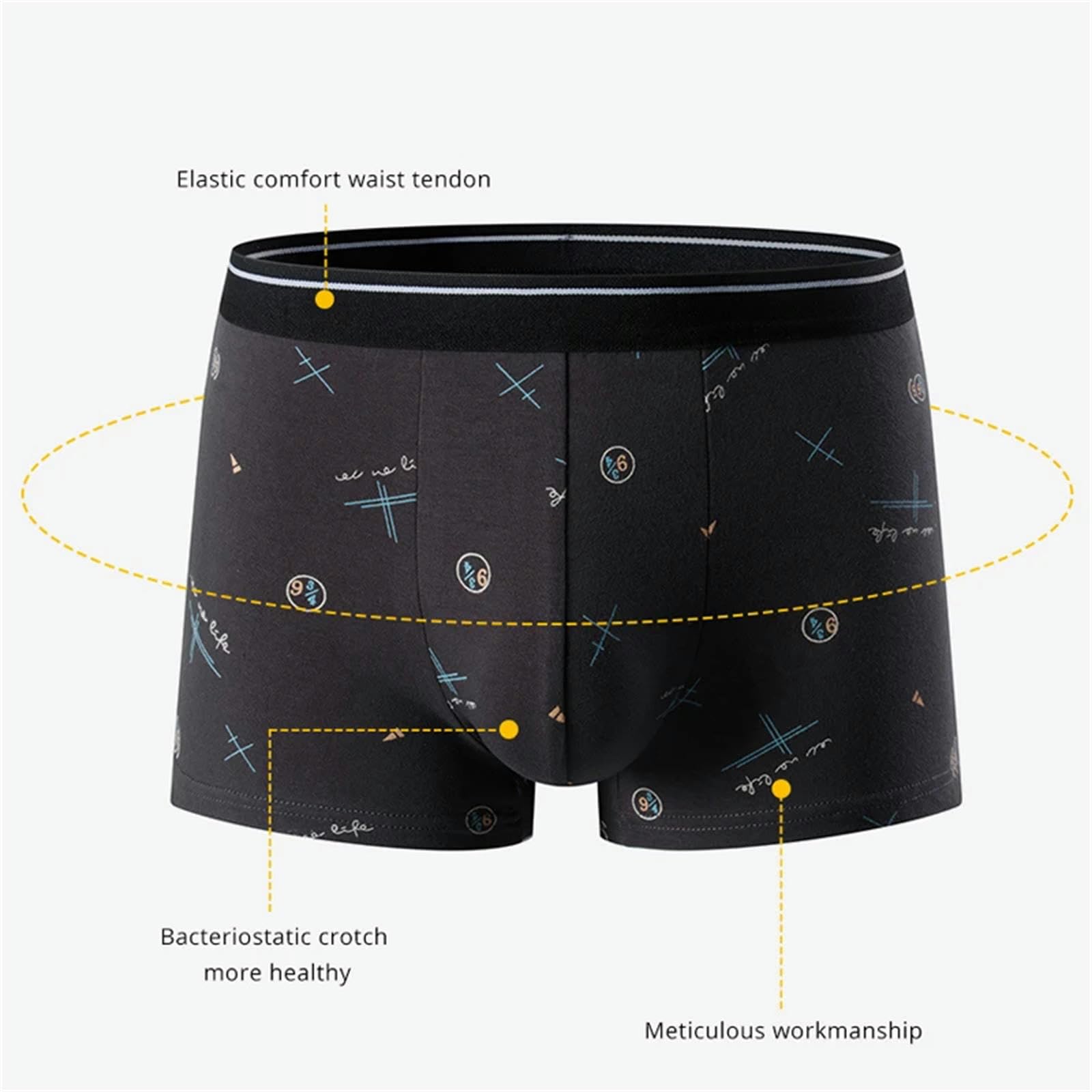 MdybF Ropa Interior Masculina 4Pcs Hombre Bragas Hombres Pantantiles De Algodón Boxeadores Antibacterianos Boxeadores Transpirables Grandes