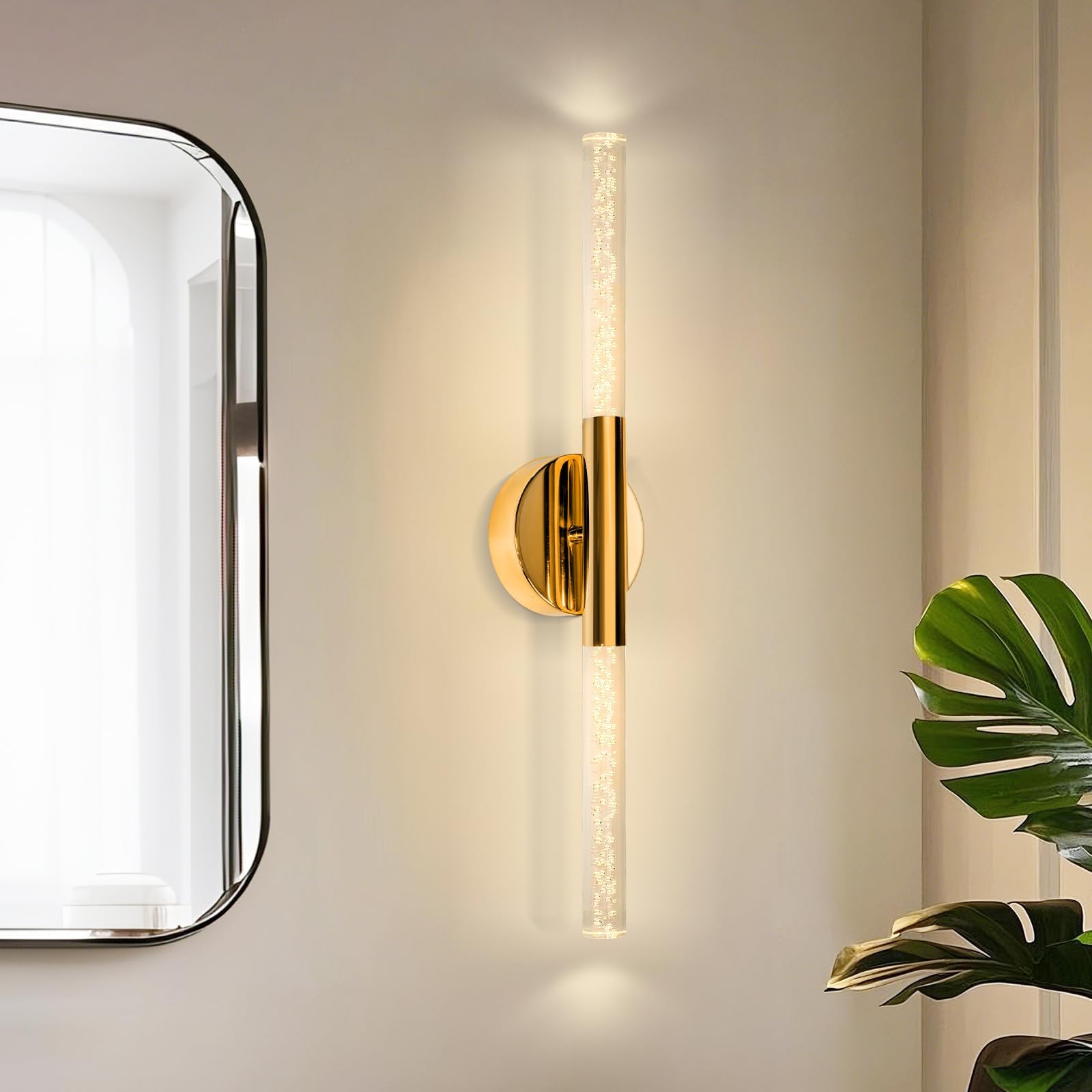 LED Bathroom Vanity Lights,24 inch Bathroom Light Fixtures Over Mirror,3000K Natural Warm Light, ETL＆UL Listed, Modern Wall Sconce for Bedroom,Living Room,Hallway,Gold
