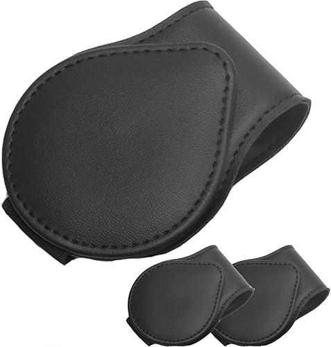 Soportes para lentes de sol para visera de automóvil, 2 paquetes de clip magnético de cuero para lentes de sol para automóvil, organizador universal