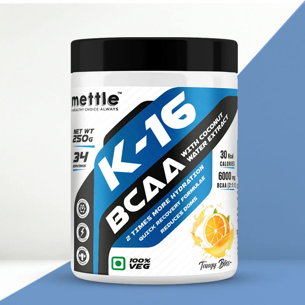 Mettle K16 BCAA with Coconut Water Extract | 2 Times More Hydration | Vegan | 7.5g BCAA | Intra Workout (250 g, Tangy Bliss) (B09RQTK41K) Amazon Price History, Amazon Price Tracker