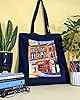 Wonky Line Premium Cotton Tote Bag, Eco-Friendly Shopping Bag, 100% Cotton Canvas, Reusable Grocery Cloth Bag, Extra Strong Long Handle Double Stitched Ideal for Printing (Navy) #2