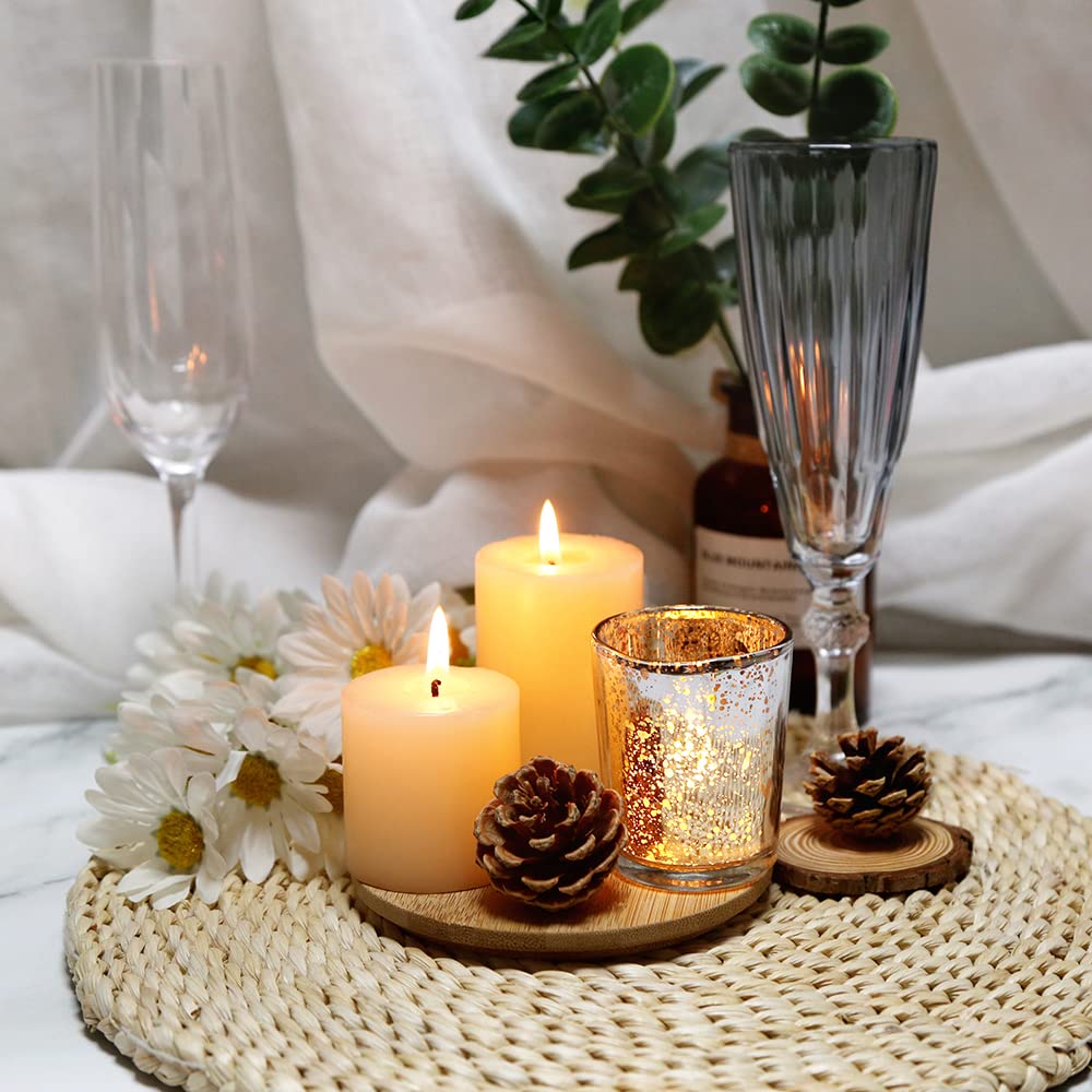 6 portavelas de cristal dorado – Portavelas votivas a granel para bodas, eventos, votivas de cristal para centros de mesa de boda, Navidad, Acción de Gracias – Decoración de accesorios para