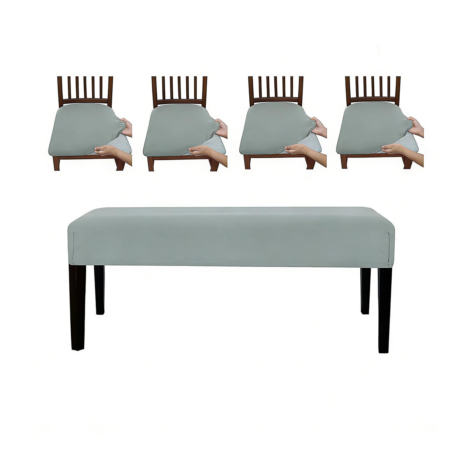 Msioytog Benches Cover with Elastic Rope for Various Stool Legs Spill Resistant Polyester Fabric Benches Cover Set