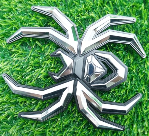 Image of 1pc Spider Black Widow Edition Emblems 3D Side Rear Door Badges Sticker Nameplate (Black Silver)