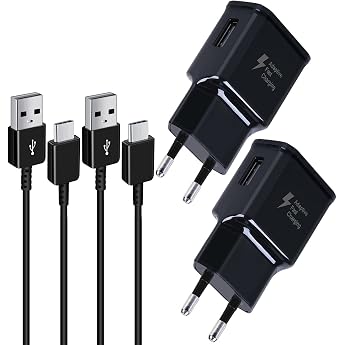 USB Ladeger t Stecker 2-Pack f r Samsung Galaxy S9 S10 S20 S21 FE A04S A13 A14 A15 A25 A34 A53 A54 A71 und andere Smartphones Schnellladeger t Netzteil Adapter mit Ladekabel Schwarz