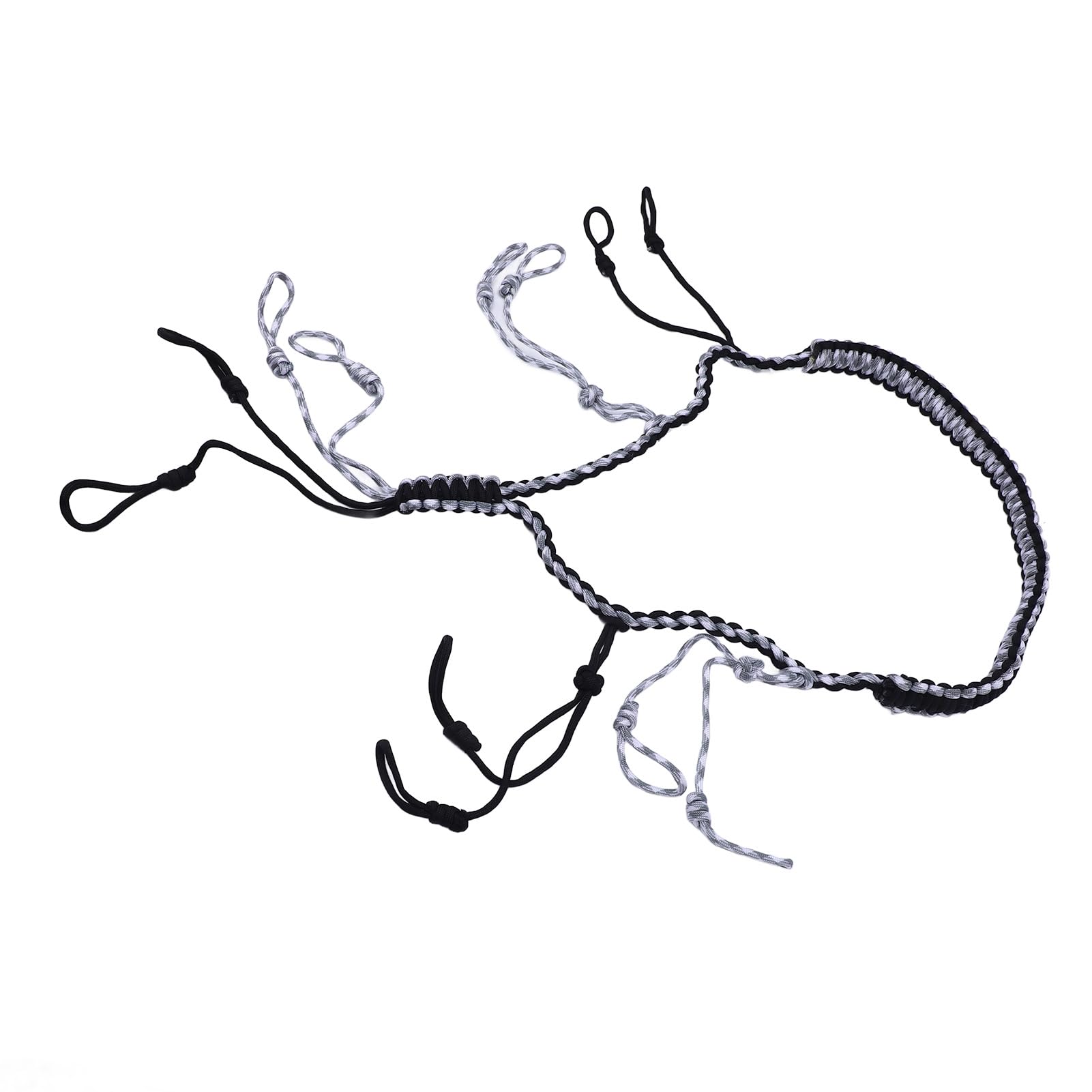 Cordino per richiamo per anatre, portatile, in paracord intrecciato di nylon con anelli per attività all'aperto. (Nera)