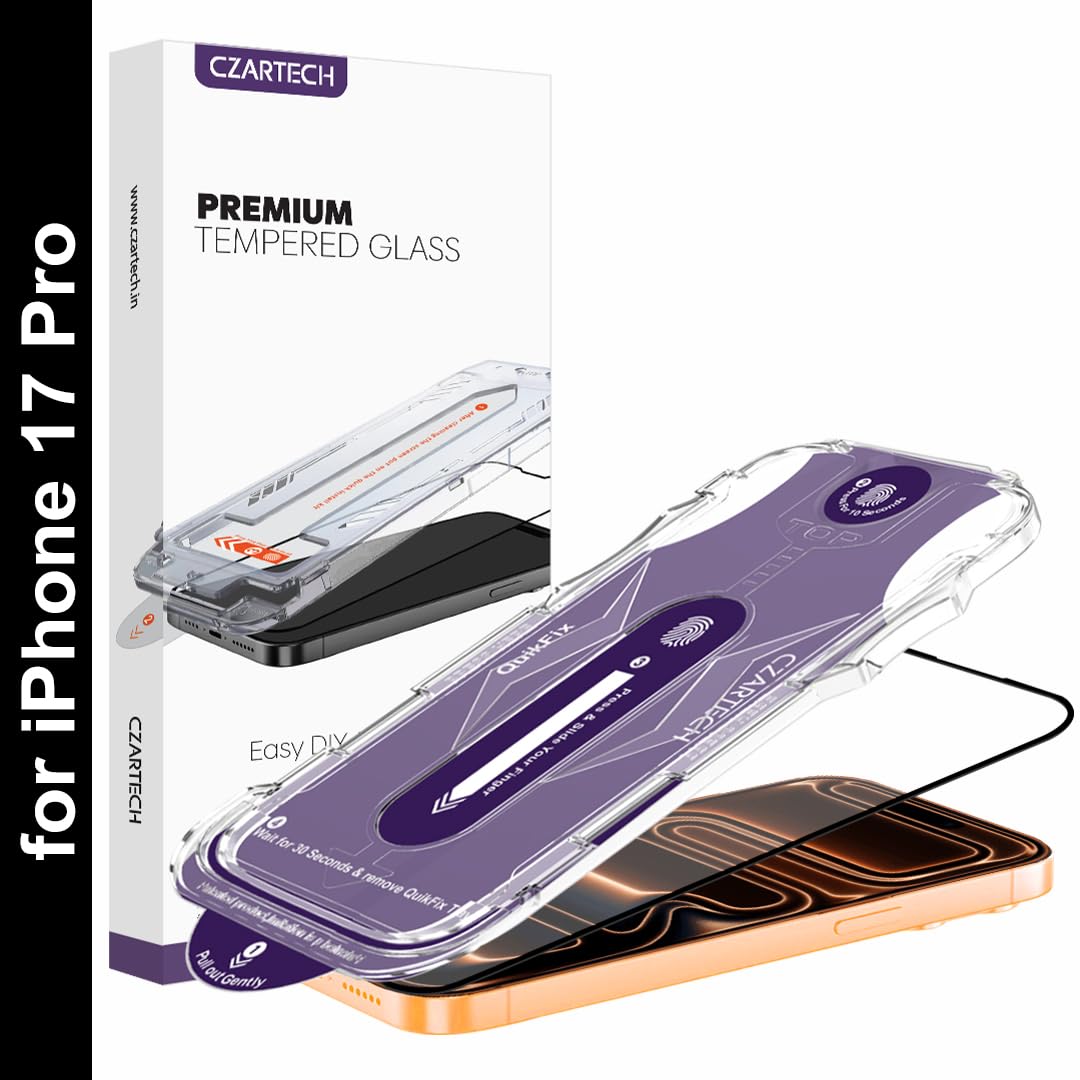 CZARTECH Auto Align MATTE Tempered Glass for iPhone 17 Pro Edge to Edge Quick Fix Screen Guard Protector with Applicator & Easy Installation Kit-image-37