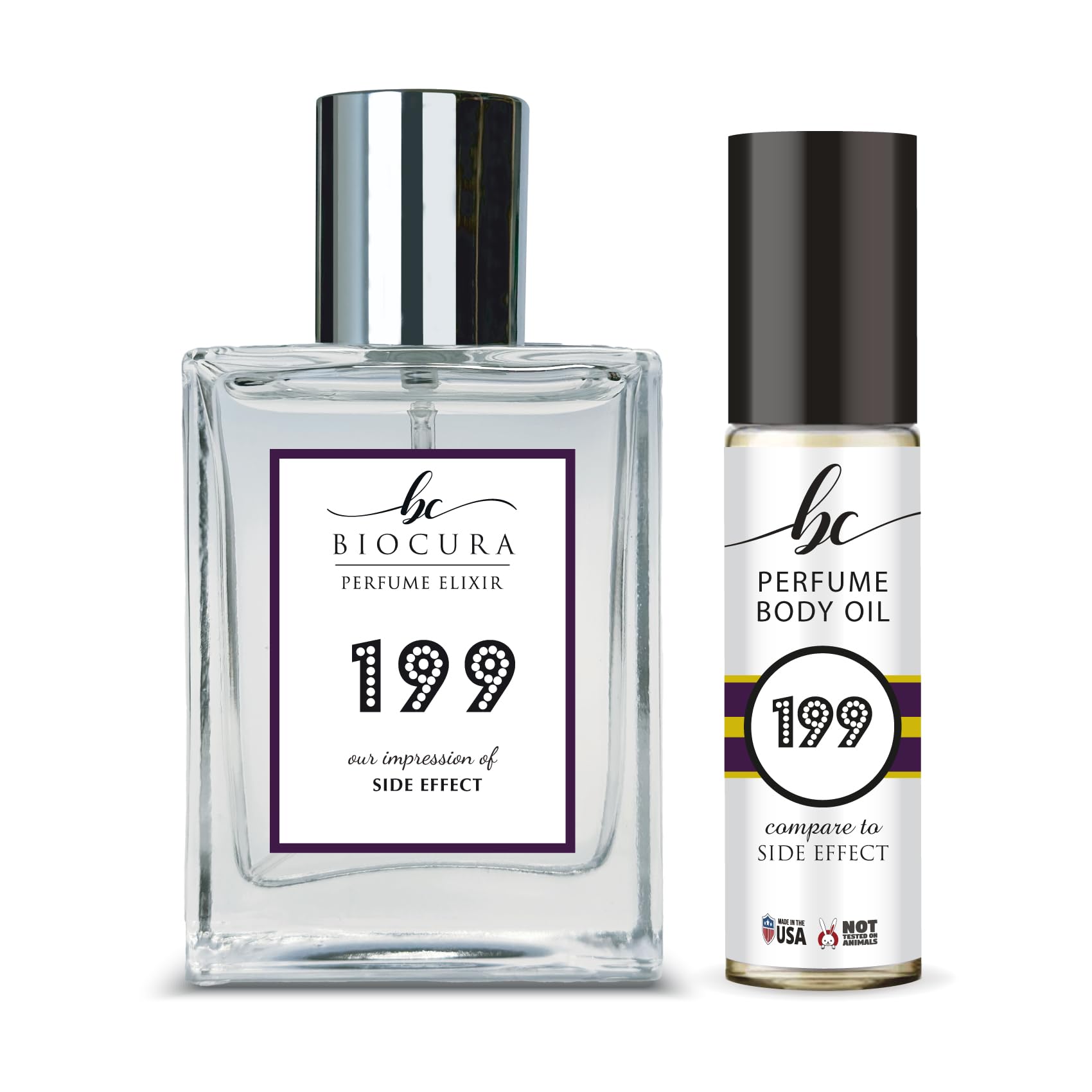 BIOCURA BC Perfume 123 Spray + Body Oil Set Impression of Side Effect Blend Sample For Women and Men / 10ml+50ml