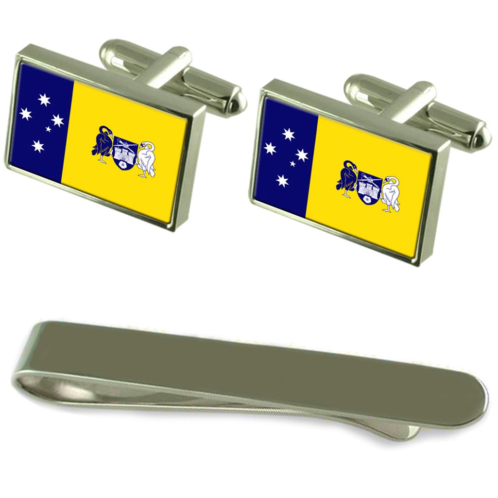 Australian Capital Territory (ACT) Flagge Silber Manschettenknöpfe Krawatten Geschenkset mit Gravur